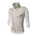thumbnail image 1 of Ceisia Men's Solid Lapel Faux Leather Sleeveless Biker Vest Zipper Decor Slim Fit Streetwear Outerwear For Party Gift, 1 of 4
