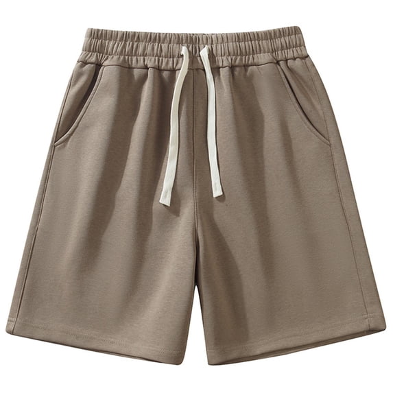 Ceisia Men's Solid Loose Fit Casual Shorts Drawstring Elastic Waist 5 Inch Summer Beach Bottoms Khaki XL Gifts for Father