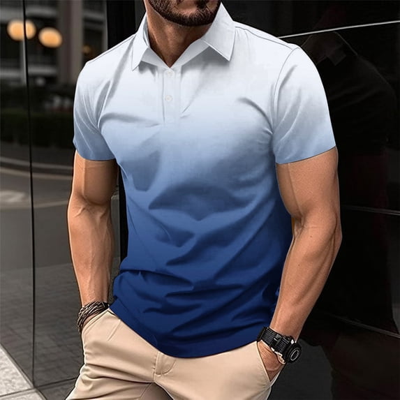 Ceisia Men's Solid Short Sleeve Polo Shirt Cotton Jersey Classic Casual Summer Golf Button Down Top Blue XL Gifts for Father