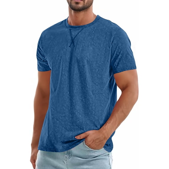 Ceisia Men's Solid Summer Fashion Casual Crewneck Short Sleeve T-Shirt Front Cross Stitch Detail Soft Breathable Lightweight Everyday Top Gifts for Father Multicolor 4X