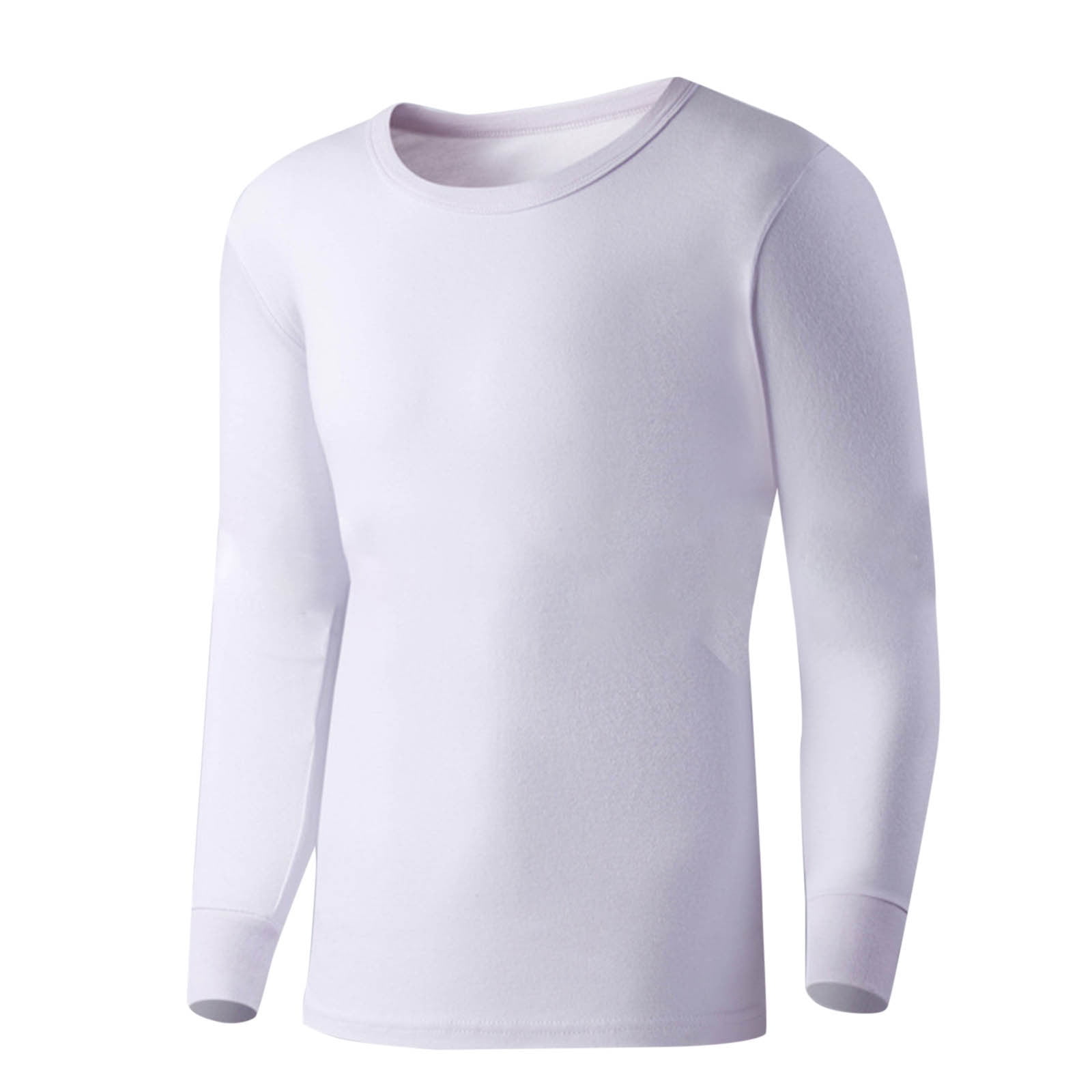 Ceisia Men's Solid Thickened Crew Neck Long Sleeve Thermal Top Fleece ...