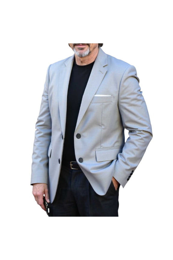 Men's Solid Thin Notch Lapel Pocket Long Sleeve Blazer Dress Casual Sport Coat Gray XL Gifts for Father