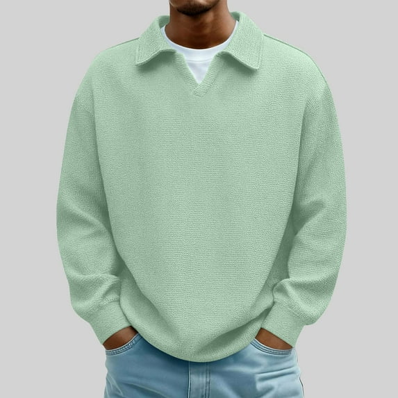 Ceisia Men's Spring Casual Solid Color Round Neck Long Sleeve Shirt - Comfortable Daily Outdoor Wear Gift