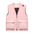 thumbnail image 1 of Ceisia Men's Spring Summer Casual Loose Fit Utility Vest Multi-Pocket V-Neck Zipper Sleeveless Vest Pre-Shrunk Cool Silk Cotton Fabric Pink XL Gifts, 1 of 3
