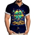 thumbnail image 1 of Ceisia Men's St. Patrick's Day Short Sleeve Shirt Clover Print Regular Straight Fit Green Turn-Down Collar Spring Summer Shirt Gift, 1 of 6