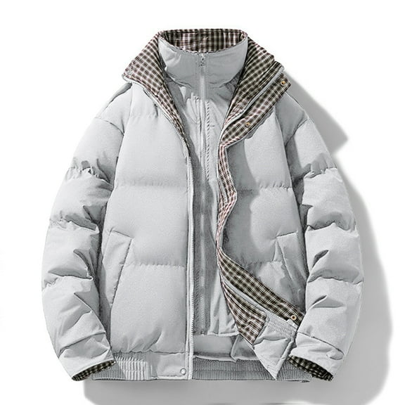Ceisia Men's Stand Collar Warm Sports Zipper Jacket Windproof Quilted Gift Padded Casual Outerwear