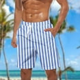 thumbnail image 1 of Ceisia Men's Striped Print Beach Shorts Drawstring Elastic Waist Side Pockets Casual Summer Bottoms Blue S Gifts for Father, 1 of 5