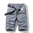 thumbnail image 1 of Ceisia Men's Summer Casual Solid Zipper Pocket Cargo Shorts Elastic Waist Multi Pants Lightweight Gifts for Father Blue 36, 1 of 5