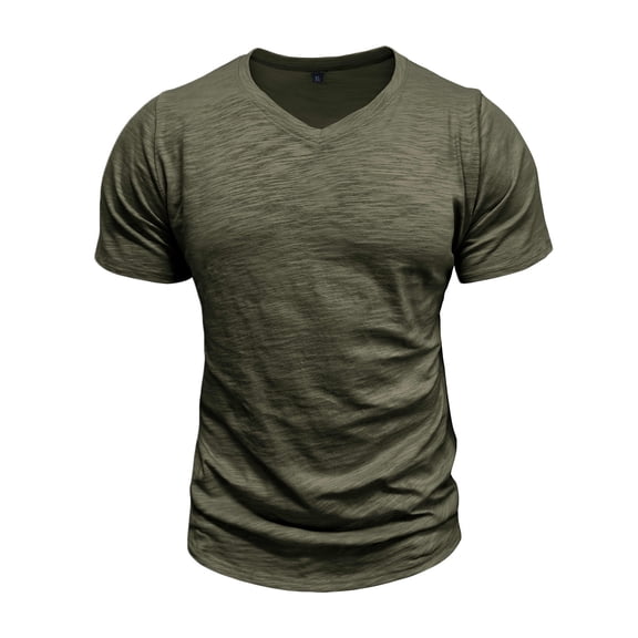 Ceisia Men's Summer Gift Casual Solid Color V-Neck Long Sleeve Shirt - Comfortable Daily Outdoor Wear