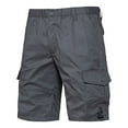 thumbnail image 1 of Ceisia Men's Summer Solid Cargo Shorts Multi Pocket Button Closure Elastic Waist Fashion Bottoms Gray XXXXXL Gifts for Father, 1 of 4