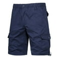 thumbnail image 1 of Ceisia Men's Summer Solid Cargo Shorts Multi Pocket Button Closure Elastic Waist Fashion Bottoms Navy L Gifts for Father, 1 of 4