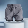 thumbnail image 1 of Ceisia Men's Summer Solid Color Double-Layer Gift Running Shorts - Breathable Quick-Dry Fitness Drawstring Elastic Waist Shor ts, 1 of 6