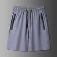 thumbnail image 1 of Ceisia Men's Summer Solid Color Quick-Dry Casual Shorts with Elastic Drawstring Waist Zippered Pockets 5/8 Length Sports Pants Gray Gifts for Father 2X, 1 of 5