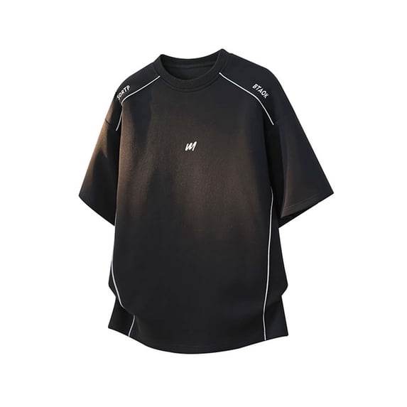 Ceisia Men's Summer Solid Color Round Neck Short Sleeve T-Shirt Moisture Wicking Quick Dry Breathable Sports Running Top Black XXXXXL Gifts