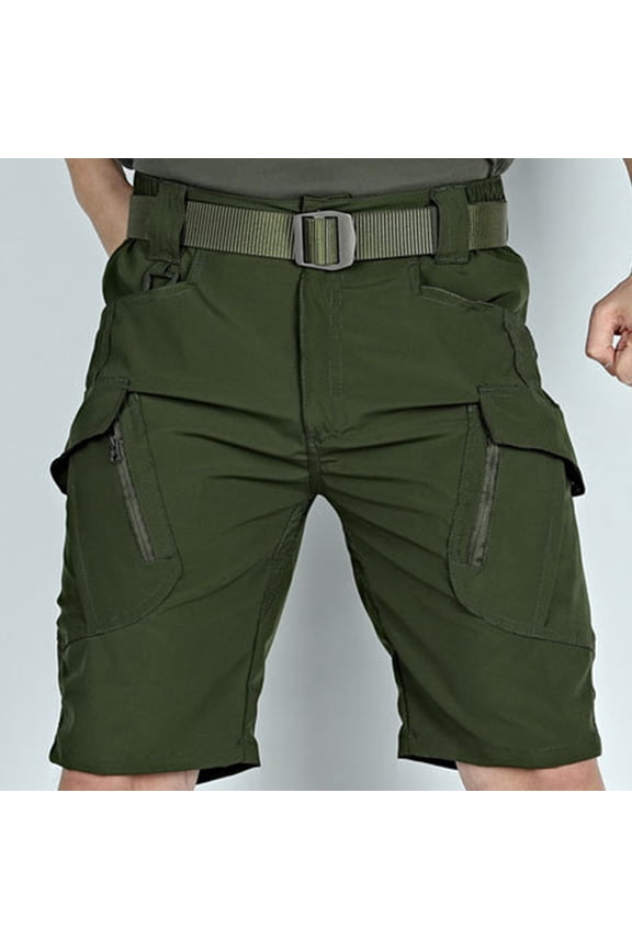 Men's Tactical Cargo Shorts Patchwork Multi-Pocket Outdoor Athletic Utility Hiking Fishing Camping Pants Army Green M Gifts for Father