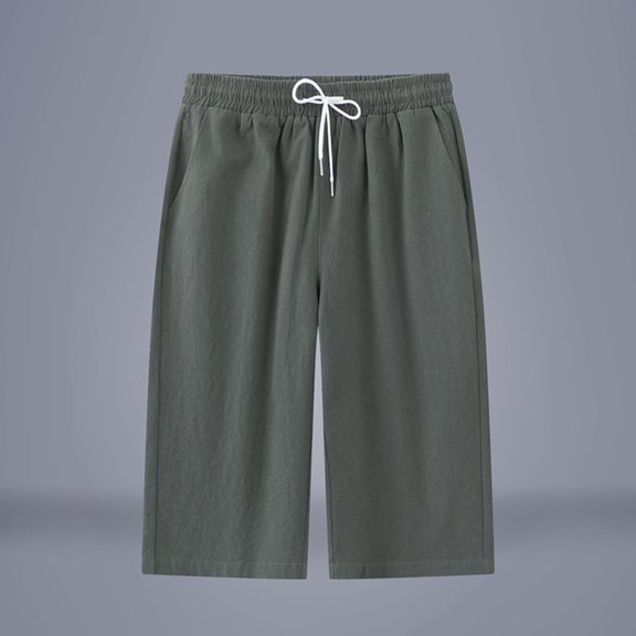 Ceisia Men's Trendy Solid Color Gift Drawstring Waist Straight Casual Pants with Pockets