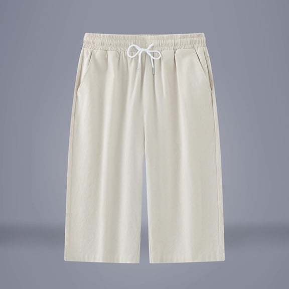 Ceisia Men's Trendy Solid Color Gift Drawstring Waist Straight Casual Pants with Pockets