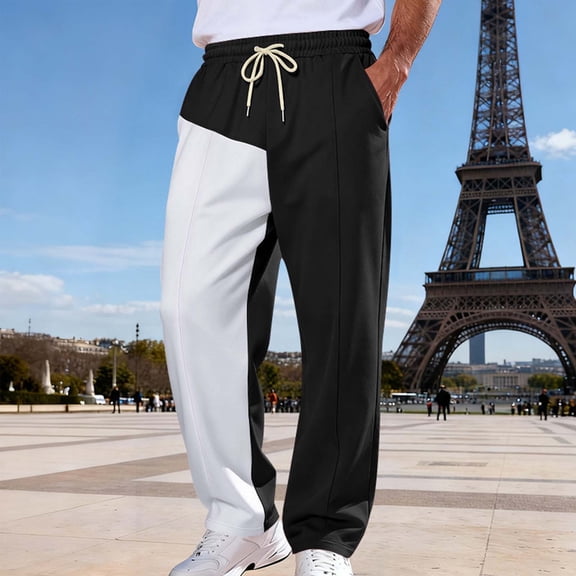 Ceisia Men's Trendy Solid Color Gift Elastic Drawstring Waist Casual Sport Trousers with Pockets