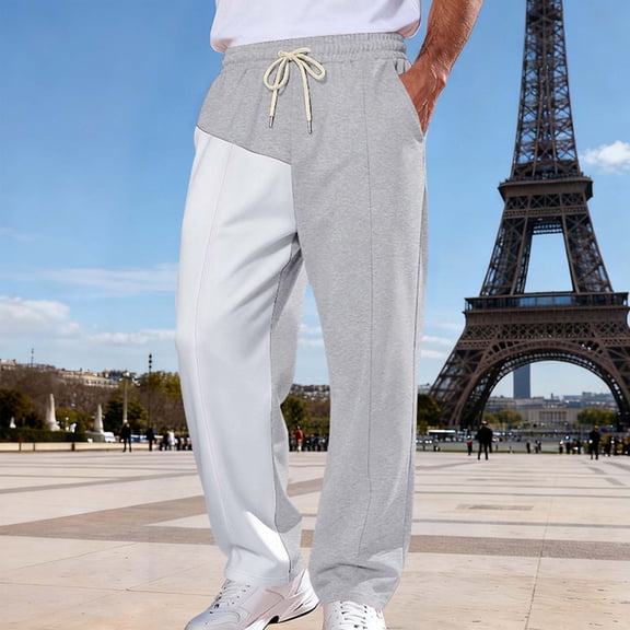 Ceisia Men's Trendy Solid Color Gift Elastic Drawstring Waist Casual Sport Trousers with Pockets