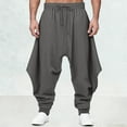 thumbnail image 1 of Ceisia Men's Trendy Solid Color Gift Plus Size Elastic Drawstring Waist Ankle Tied Casual Harem Pants, 1 of 5