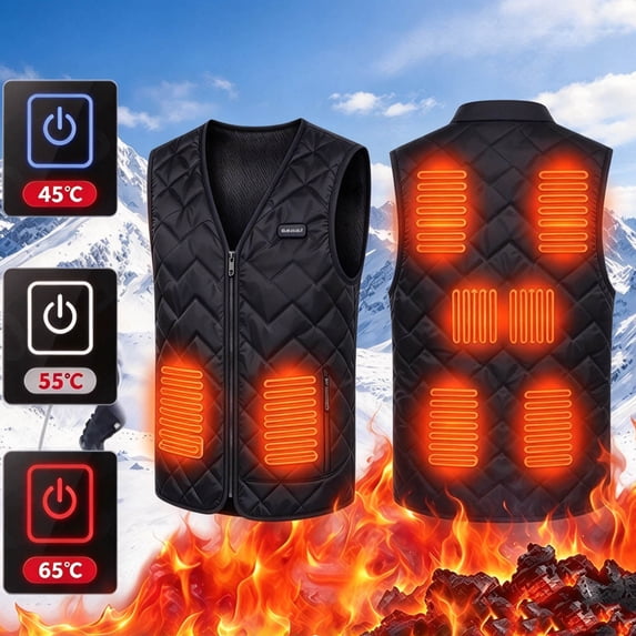 Ceisia Men's USB Electric Heated Vest 8 Heating Zones Warm Sleeveless ...