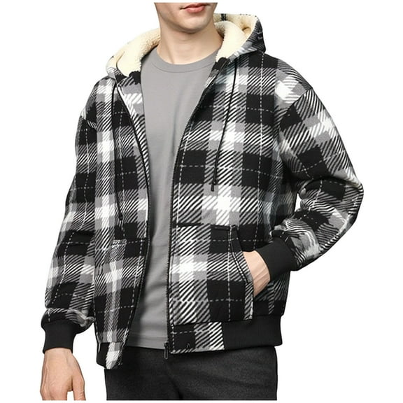 Ceisia Men's Warm Casual Plaid Button Down Lapel Long Sleeve Shirt Jacket Classic Fashion Daily Outerwear Tops Gift
