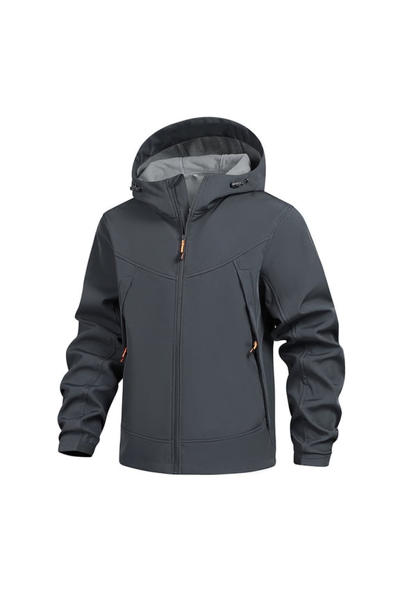 Men's Winter Warm Hooded Zipper Closure Solid Color Jacket - Nylon-Spandex for Daily & Outdoor Wear Gift