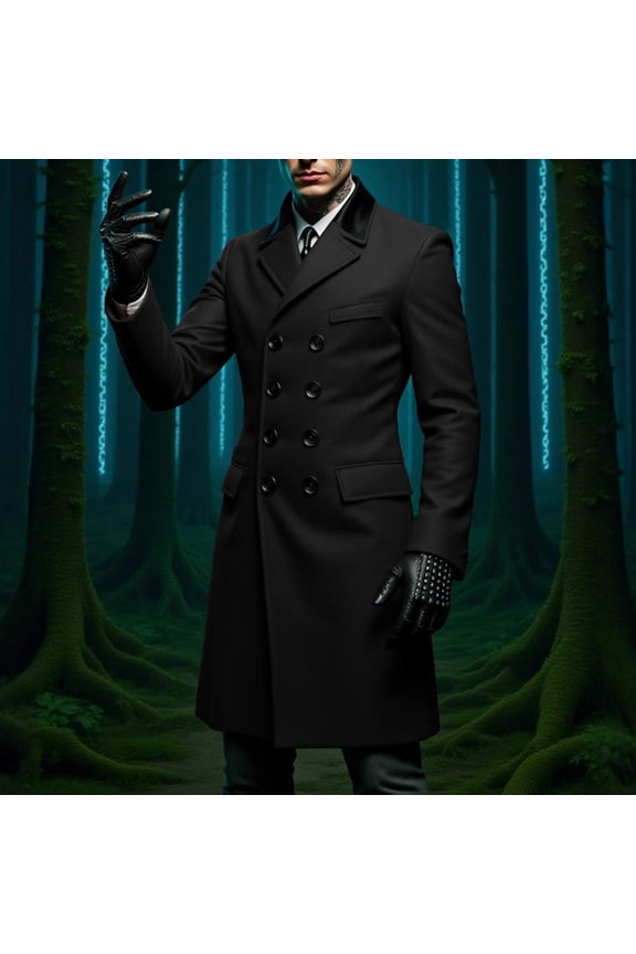 Men's fashion solid color lapel button-down cardigan pocket long Gift sleeve outerwear