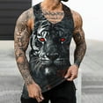 thumbnail image 1 of Ceisia Mens 3D Red Eyed Tiger Head Full Print Crew Neck Sleeveless Tank Top Quick Dry Athletic Gym Workout Casual Vest (Black XXXL) Father's Day Gift, 1 of 7