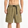 thumbnail image 1 of Ceisia Mens Belted Multi Pocket Cargo Shorts Drawstring Waist Tactical Shorts for Men Outdoor Khaki M Gifts for Father, 1 of 6