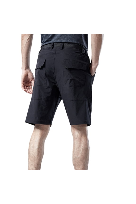 Mens Belted Tactical Cargo Shorts Multi Pocket Durable Regular Fit For Outdoor Hiking Work XL Black Gifts for Father