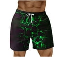 thumbnail image 1 of Ceisia Mens Cracked Pattern Print Beach Shorts Elastic Waist Drawstring Pockets Quick Dry Swim Trunks Bottoms Green XL Gifts for Father, 1 of 5