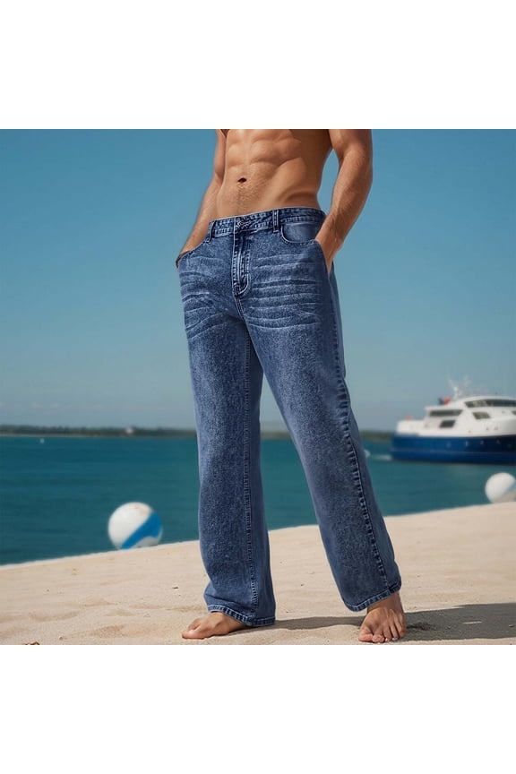 Mens Fasion Blue Jeans Bootcut Relaxed Fit With Two Pockets XL Gift
