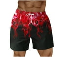 thumbnail image 1 of Ceisia Mens Flame Element Print Beach Shorts Elastic Waist Drawstring Side Pockets Quick Dry Swim Trunks Bottoms Red M Gifts for Father, 1 of 5
