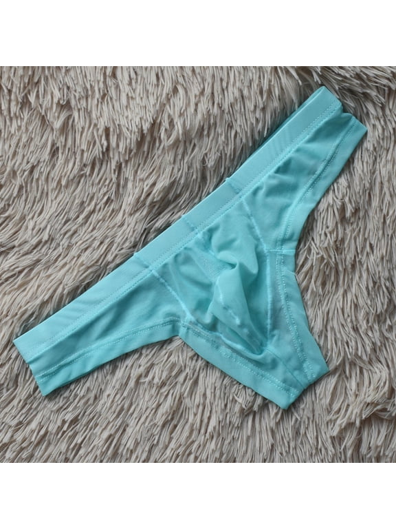 Mens Ice Silk Briefs Low Rise Sheer Lightweight Soft Sexy Mens Underwear 85%Polyamide,15%Spandex XL Light Blue Halloween Gift
