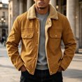 thumbnail image 1 of Ceisia Mens Lapel Corduroy Sherpa Lined Button Front Warm Winter Jacket Coat Yellow XXXXL Gift, 1 of 7