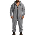 thumbnail image 1 of Ceisia Mens Loose Full Zip Hooded One Piece Jumpsuit Casual Sports Onesie Dark Gray L Gift, 1 of 9