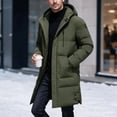 thumbnail image 1 of Ceisia Mens Mid Length Hooded Zipper Winter Puffer Coat Thick Warm Insulated Casual Outerwear For Men Army Green XXL Gift, 1 of 5