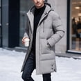 thumbnail image 1 of Ceisia Mens Mid Length Hooded Zipper Winter Puffer Coat Thick Warm Insulated Casual Outerwear For Men Gray XXXXL Gift, 1 of 5