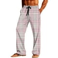thumbnail image 1 of Ceisia Mens Plaid Pajamas Pants Elastic Waist With Pockets Sleep Soft Lounge Sleep Bottoms Pink S Gift, 1 of 9