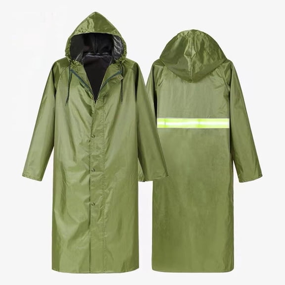 Ceisia Mens Raincoat Full Length Hooded Rain Coat Single Back Reflective Tape Waterproof Wind Resistant For Construction Gardening Army Green XXL Halloween Gift