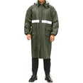 thumbnail image 1 of Ceisia Mens Raincoat Reflective Strip Heavy PVC Long Rain Coat Waterproof Wind Resistant Long Sleeve Work Construction Rainwear Army Green XXXL Halloween Gift, 1 of 6