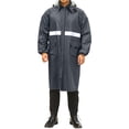 thumbnail image 1 of Ceisia Mens Raincoat Reflective Strip Heavy PVC Long Rain Coat Waterproof Wind Resistant Long Sleeve Work Construction Rainwear Navy XL Halloween Gift, 1 of 6