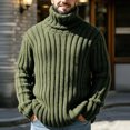 thumbnail image 1 of Ceisia Mens Thick Ribbed Turtleneck Knitted Sweater Long Sleeve Solid Color Warm Casual Pullover Top Army Green L Gift, 1 of 8