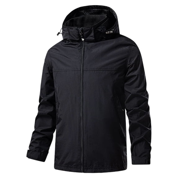 Ceisia Relaxed Fit Men's Fleece-Lined Hooded Windproof Waterproof Jacket Gift