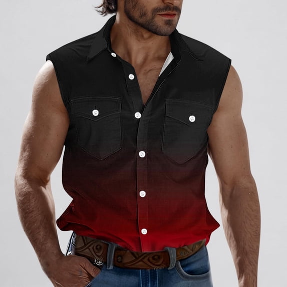 Ceisia Relaxed Fit Men's Gradient Print Sleeveless Shirt Vest Gift