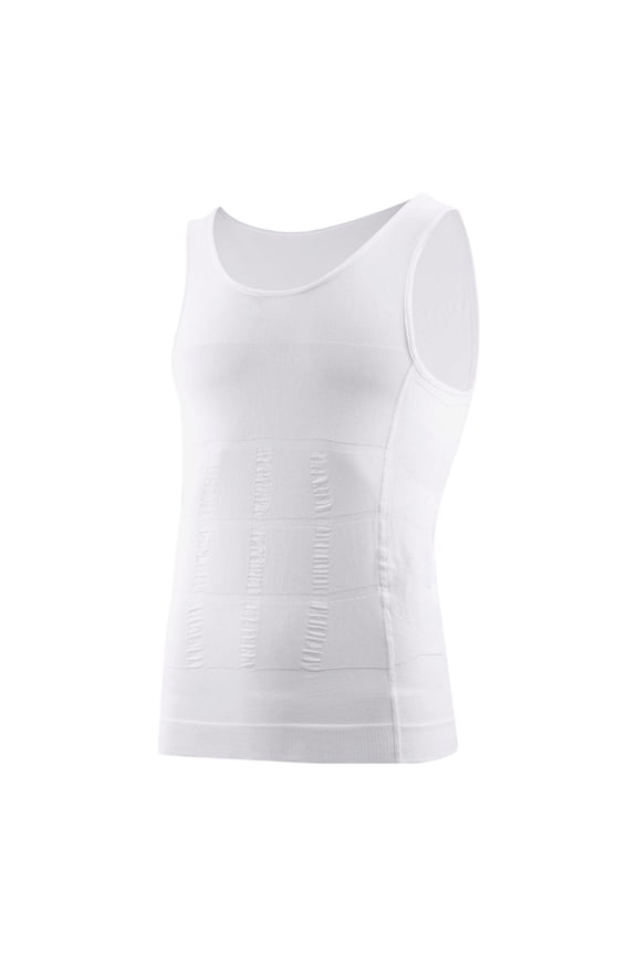 Seamless Compression Shapewear Tank Tops Slim Tummy Control Sculpt Chest Undershirt Sleeveless Vests For Men White S Gift