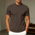 thumbnail image 1 of Ceisia Soft Stretch Mock Neck Mens Solid Tees Short Sleeve Basic Casual Tops Slim Fit Blouse For Indoor Outdoor Daily Fashion Matching Looks Brown XL Gift, 1 of 8