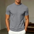 thumbnail image 1 of Ceisia Soft Stretch Mock Neck Mens Solid Tees Short Sleeve Basic Casual Tops Slim Fit Blouse For Indoor Outdoor Daily Fashion Matching Looks Gray L Gift, 1 of 8
