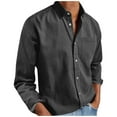 thumbnail image 1 of Ceisia Solid Shirts for Men Flannel Casual Long Sleeve Button Up Loose Trendy Tops with Pocket Dark Gray XXL Gift, 1 of 7